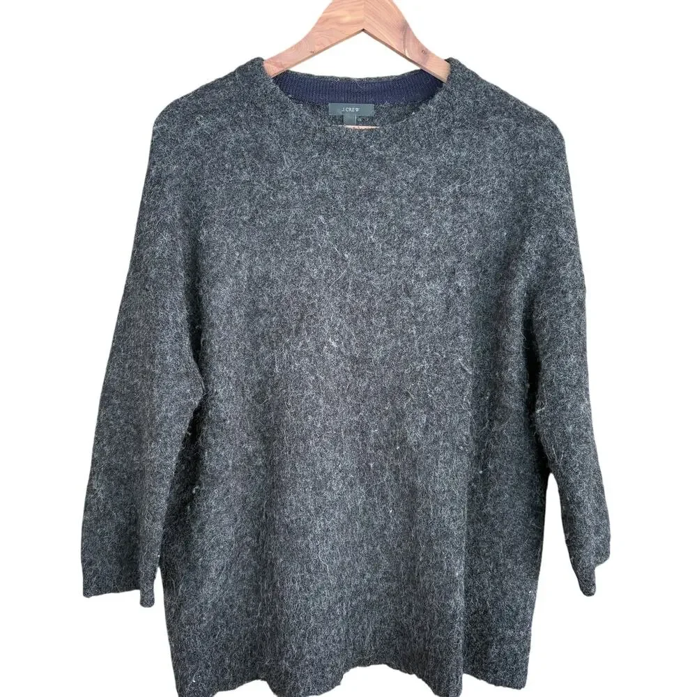 J Crew Alpaca Tunic Sweater S Gray Fuzzy Cozy J.Crew B1785 Capsule Luxe